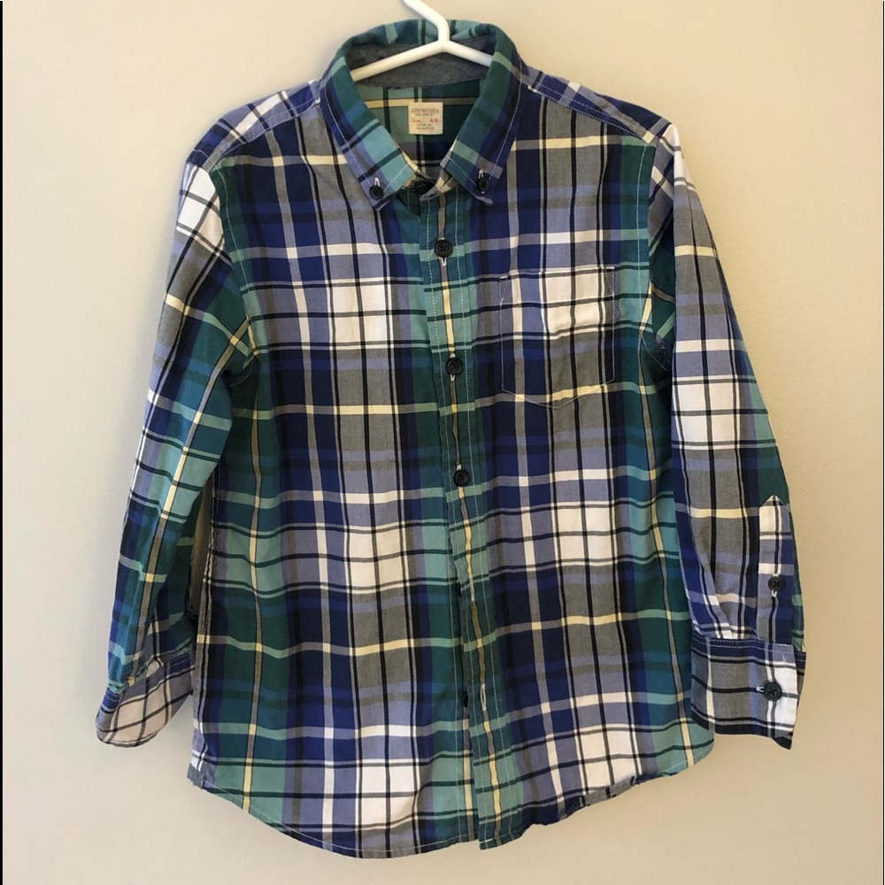 Crewcuts boys plaid button down shirt, size 4/5